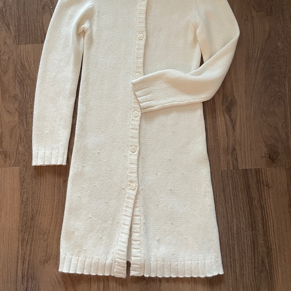 Cashmere Button-Down Long Sweater Tunic With Sequins - Size XXS - Like New - Picture 2 of 9